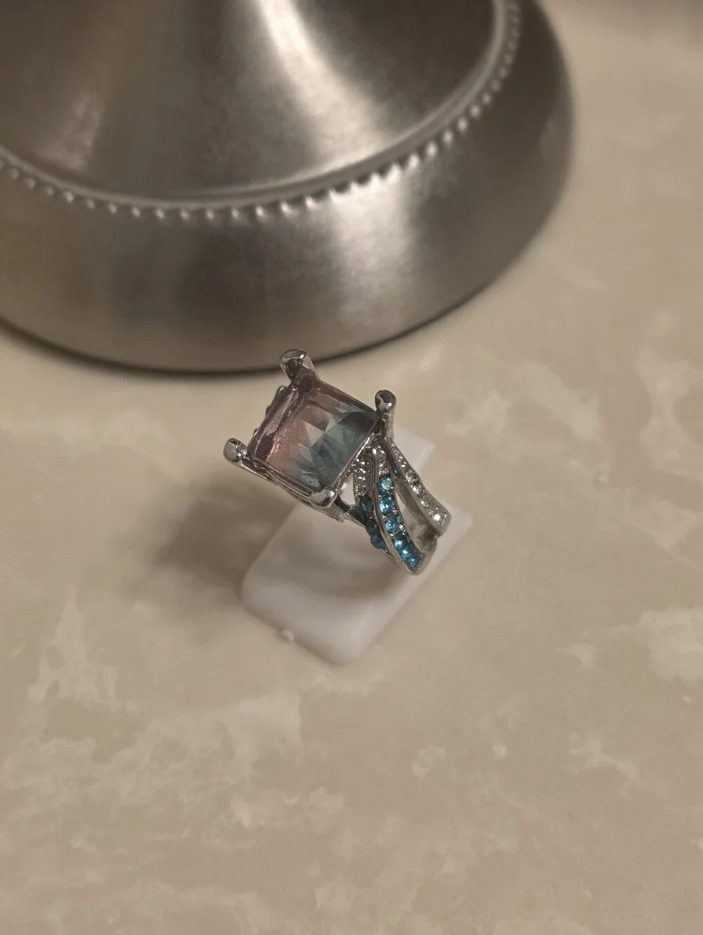 925 Silver Ombre Square Cut Ring Size 8